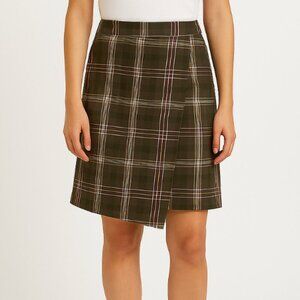 CHARTER CLUB brown plaid wrap skirt sz 8